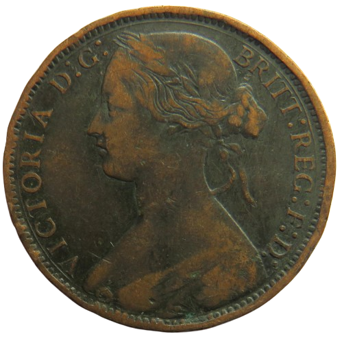 1870 Queen Victoria One Penny Coin - Great Britain