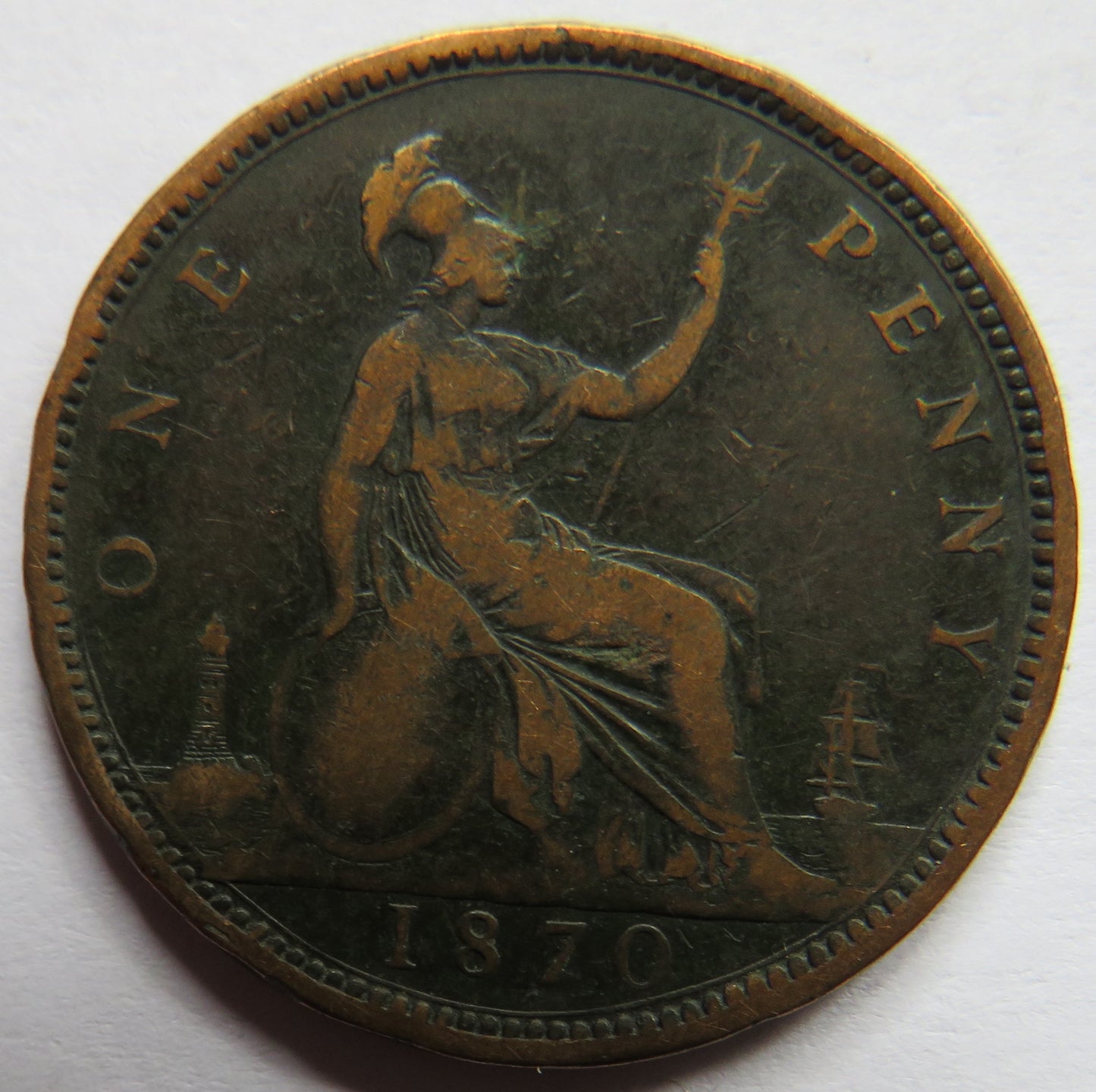 1870 Queen Victoria One Penny Coin - Great Britain