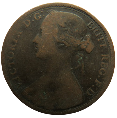 1863 Queen Victoria One Penny Coin - Great Britain