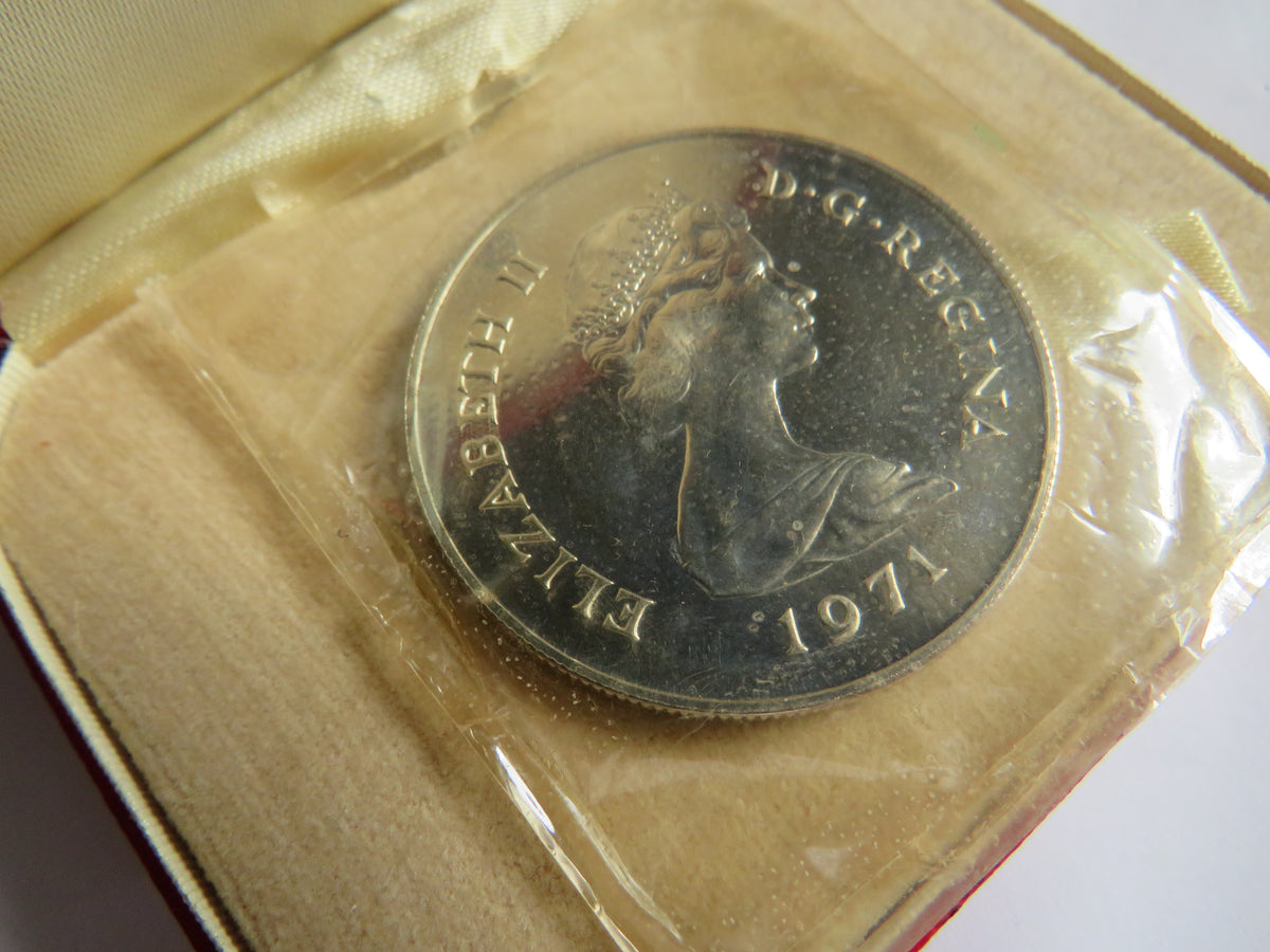 1971 Gibraltar Silver Proof Boxed One Crown Coin