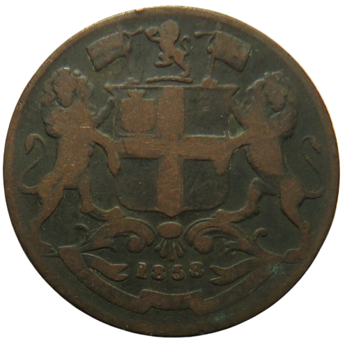 1858 East India Company 1/4 Quarter Anna Coin