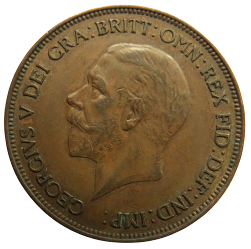 1929 King George V One Penny Coin - Great Britain