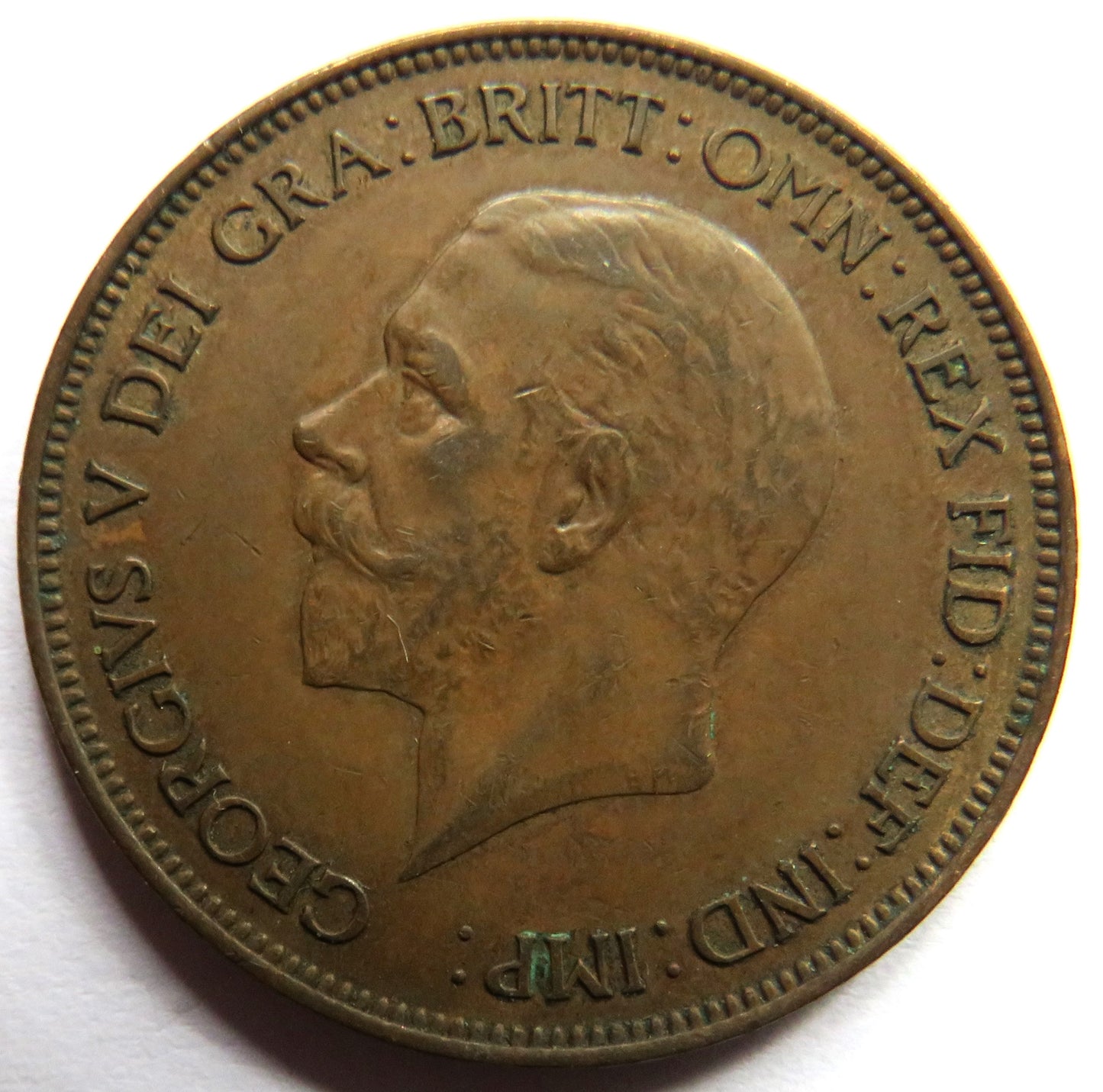 1929 King George V One Penny Coin - Great Britain