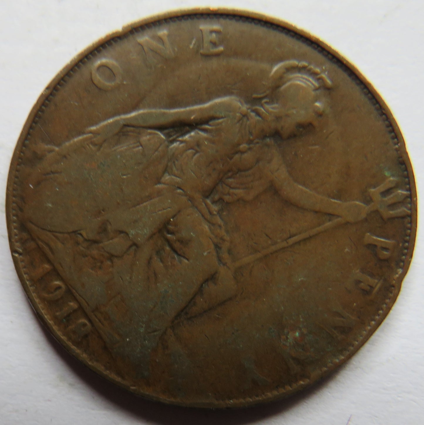1918-KN King George V One Penny Coin - Great Britain