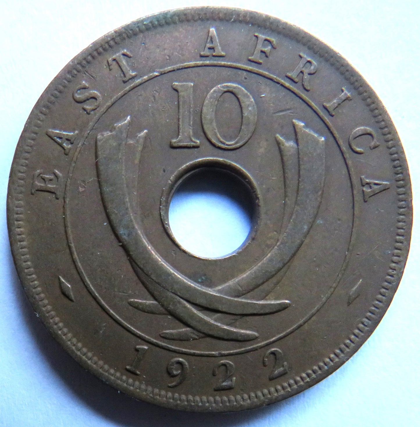 1922 East Africa 10 Cents Coin
