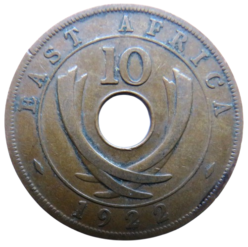 1922 East Africa 10 Cents Coin
