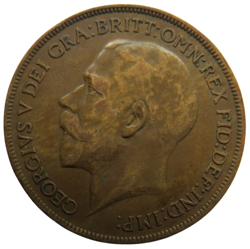 1921 King George V One Penny Coin - Great Britain
