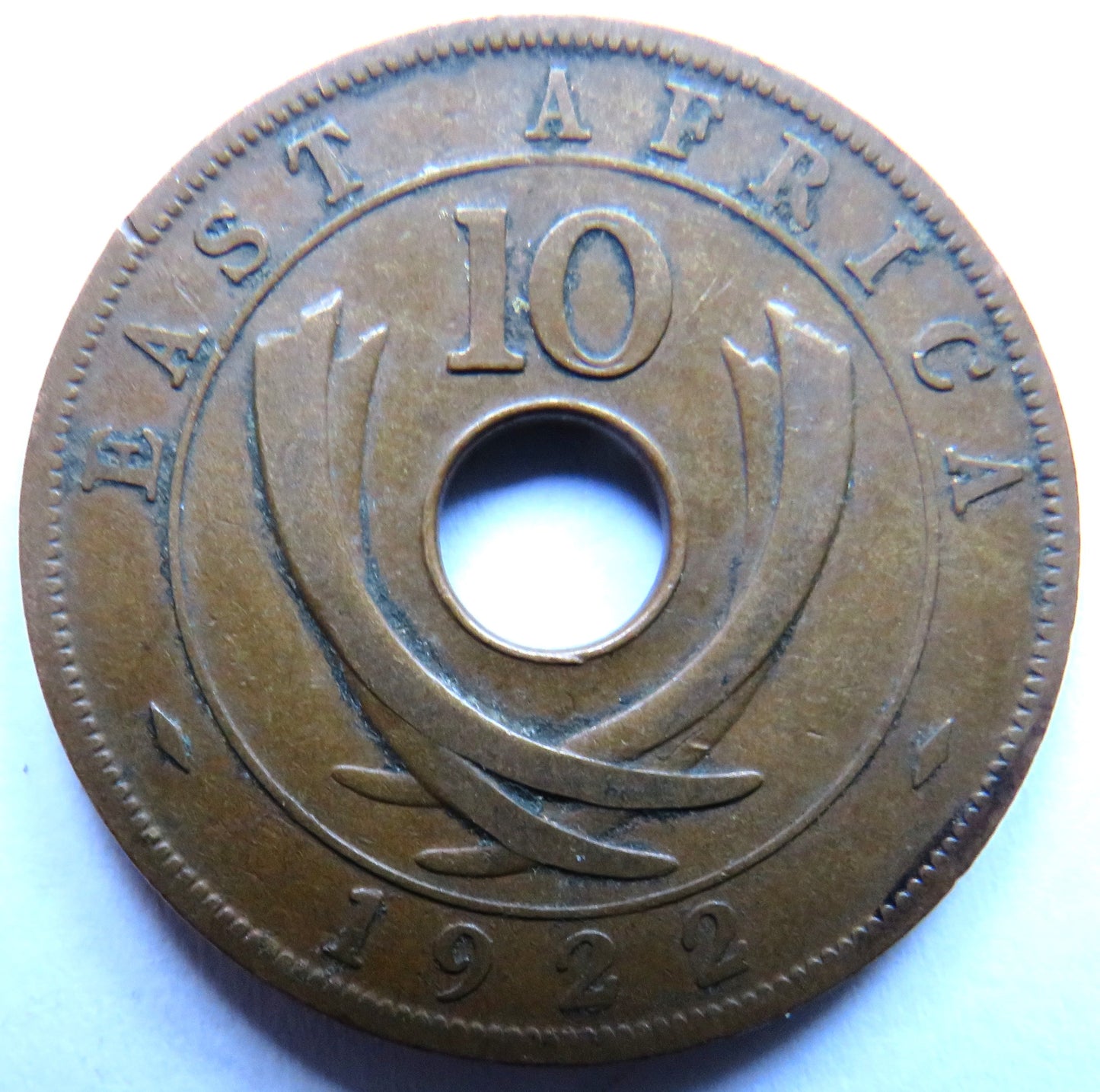 1922 East Africa 10 Cents Coin