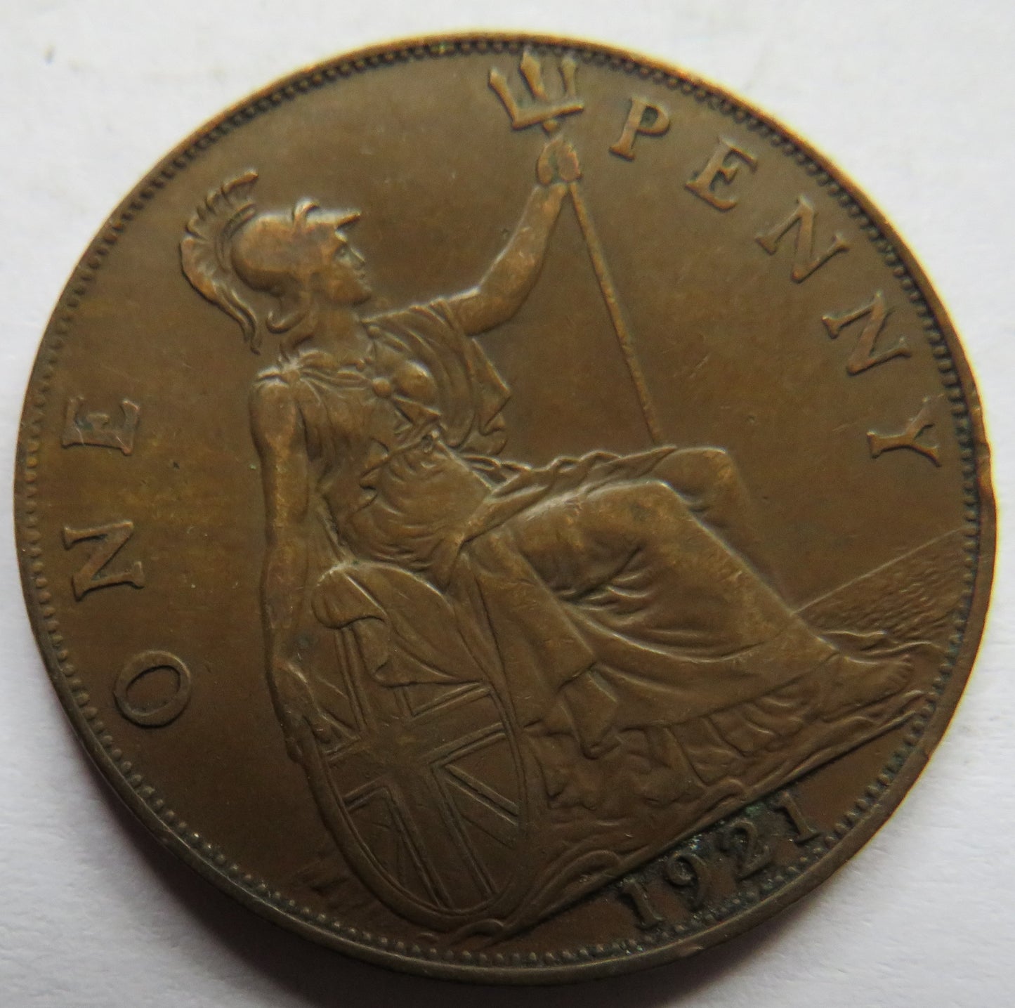 1921 King George V One Penny Coin - Great Britain