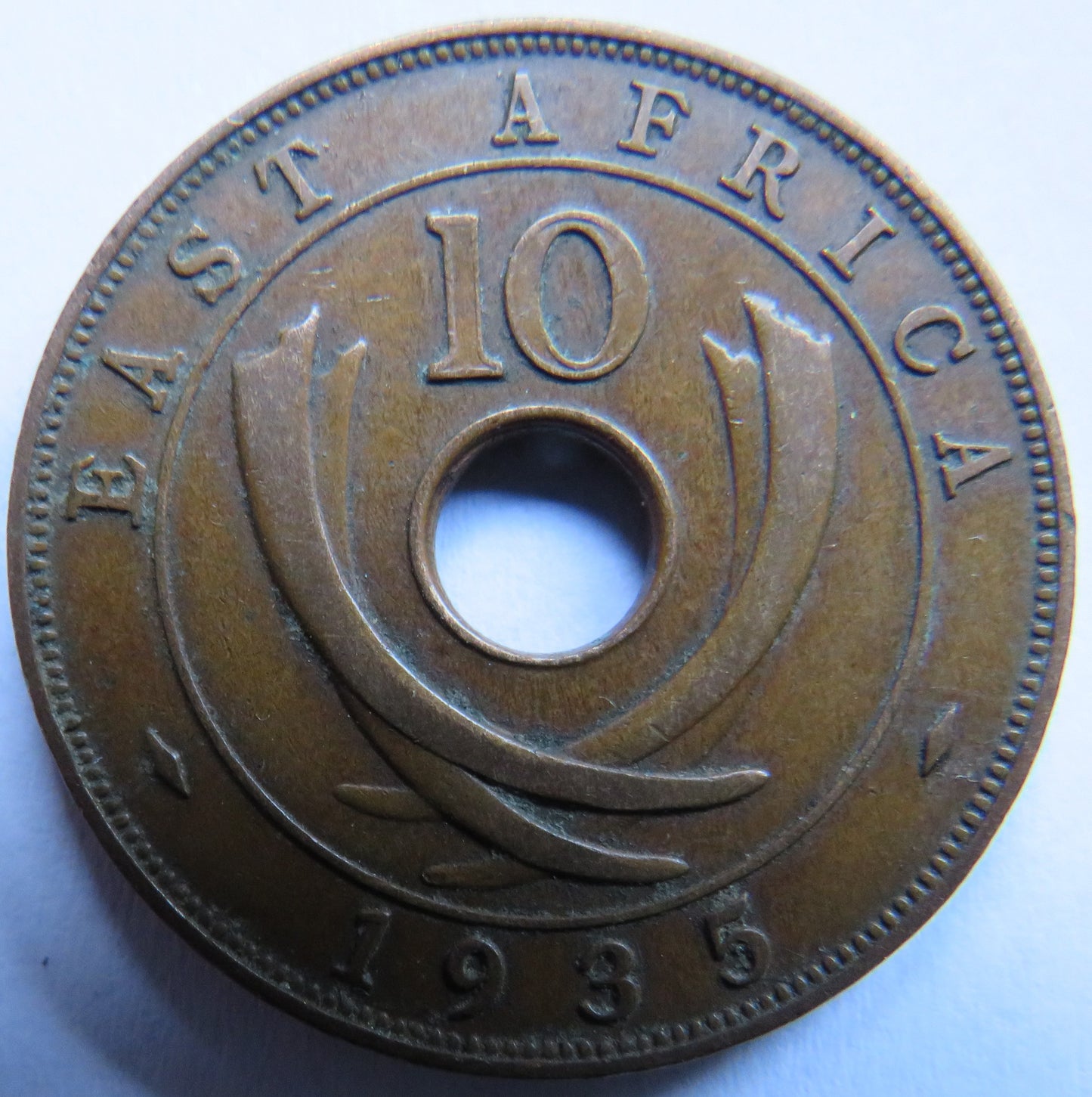 1935 East Africa 10 Cents Coin