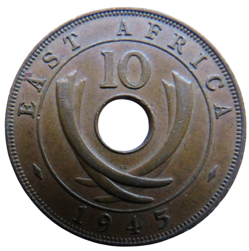 1945 East Africa 10 Cents Coin