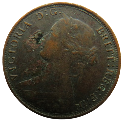 1862 Queen Victoria Halfpenny Coin - Great Britain