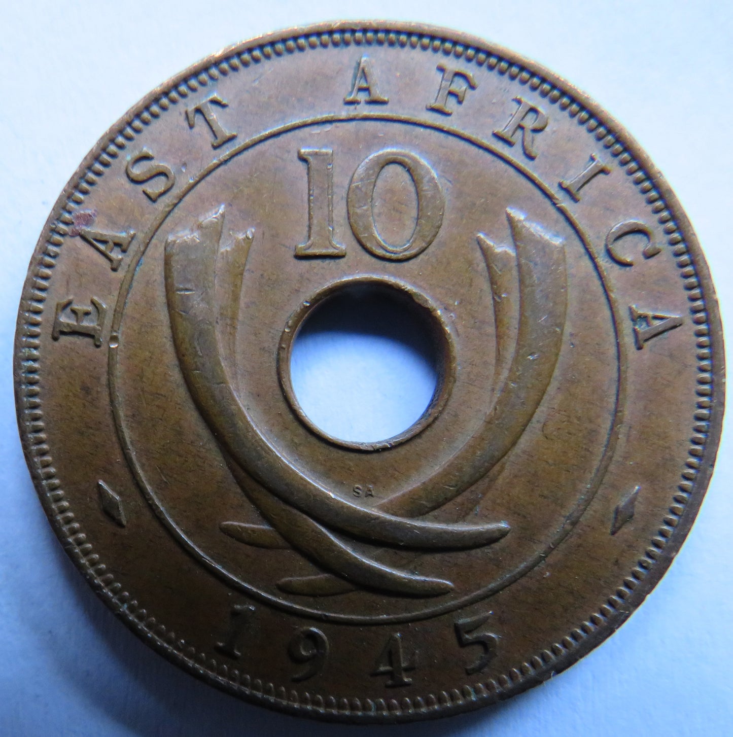 1945 East Africa 10 Cents Coin