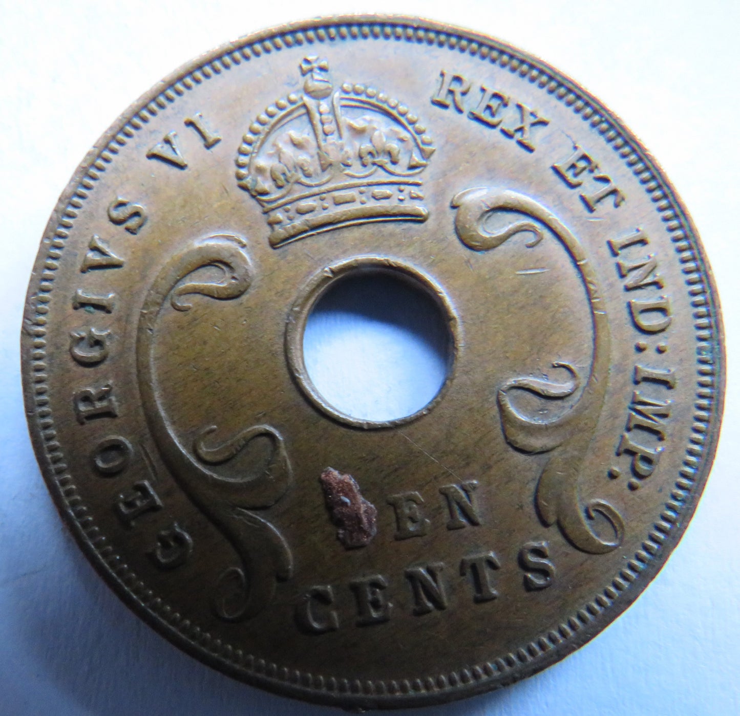 1945 East Africa 10 Cents Coin