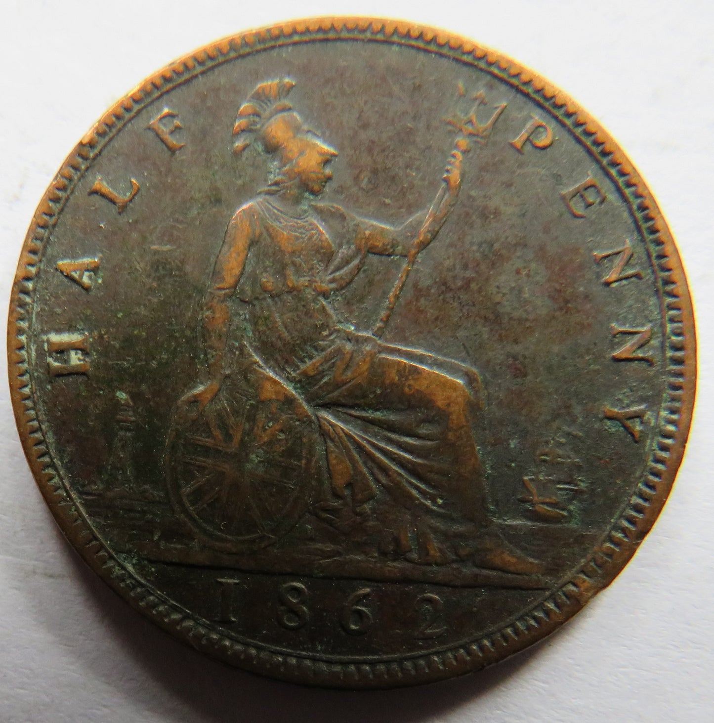 1862 Queen Victoria Halfpenny Coin - Great Britain