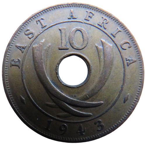 1943 East Africa 10 Cents Coin