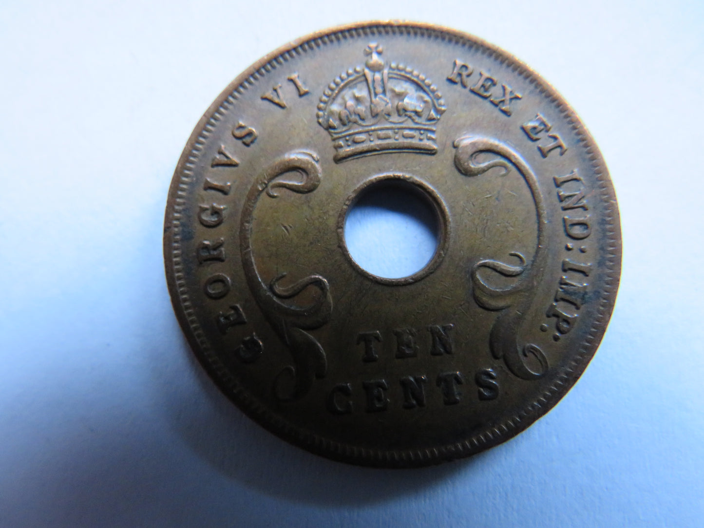 1943 East Africa 10 Cents Coin