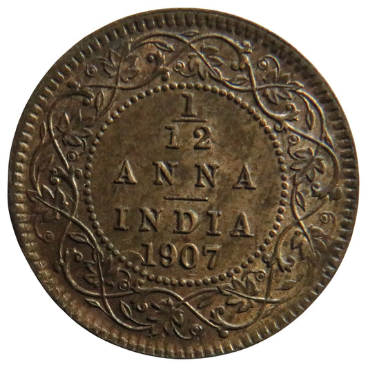 1907 King Edward VII India 1/12th Anna Coin High Grade