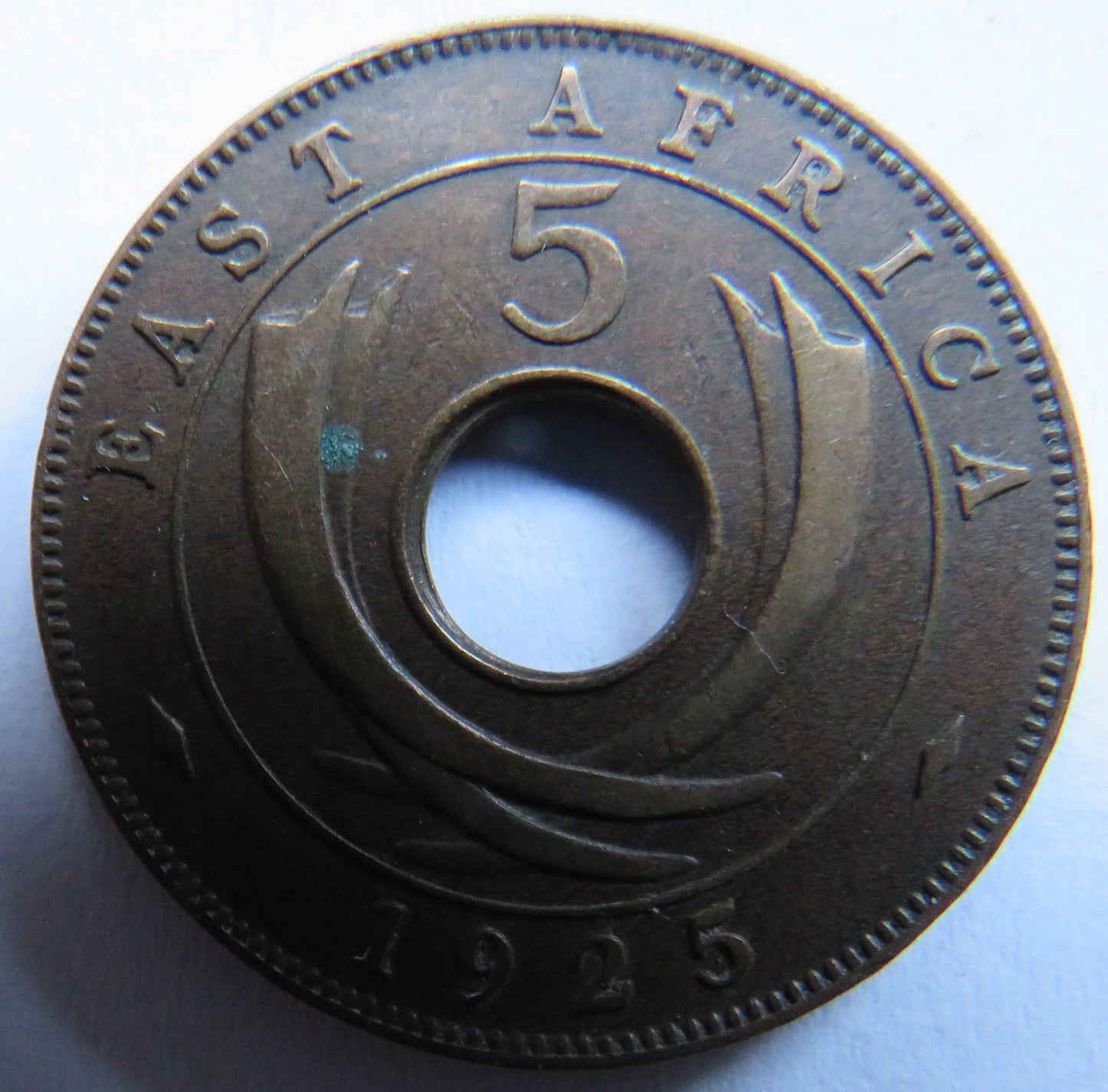 1925 East Africa 5 Cents Coin