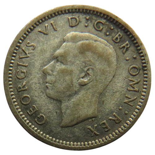 1942 King George VI Silver Threepence Coin - Great Britain