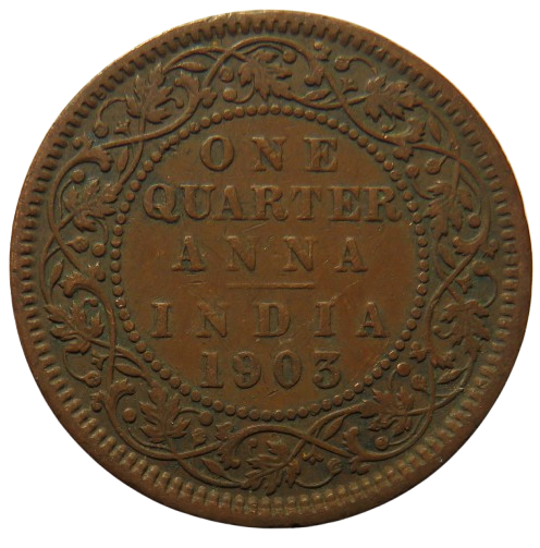 1903 King Edward VII India 1/4 Quarter Anna Coin