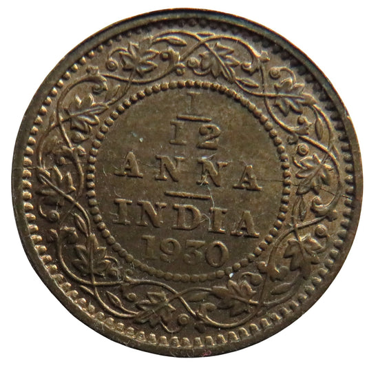1930 King George V India 1/12th Anna Coin