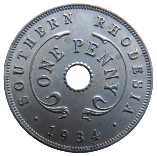 1934 Southern Rhodesia One Penny Coin