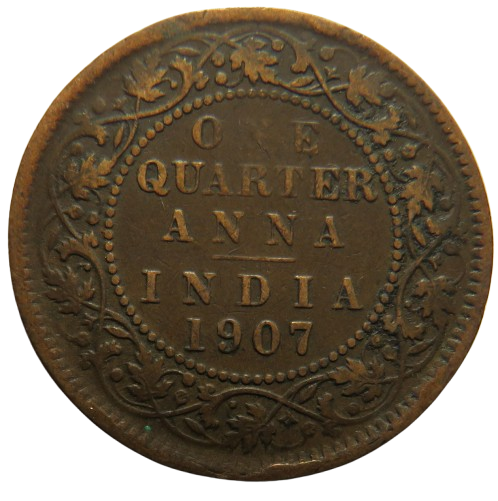 1907 King Edward VII India 1/4 Quarter Anna Coin