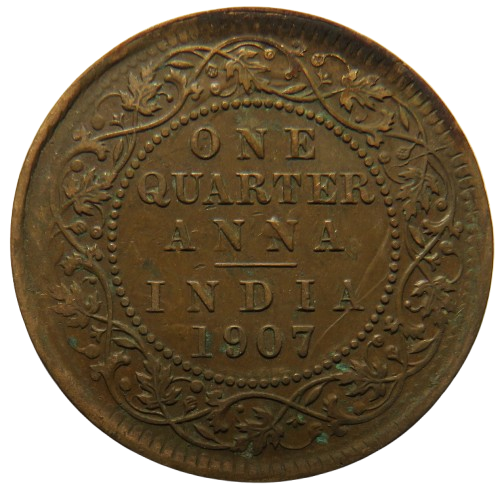1907 King Edward VII India 1/4 Quarter Anna Coin