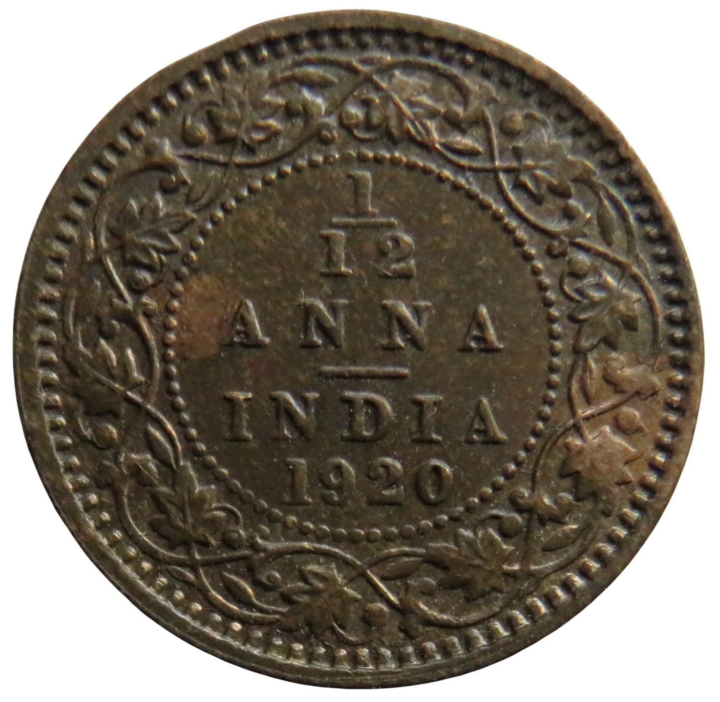 1920 King George V India 1/12th Anna Coin