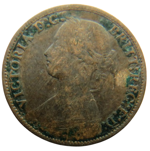 1872 Queen Victoria Bun Head Farthing Coin - Great Britain