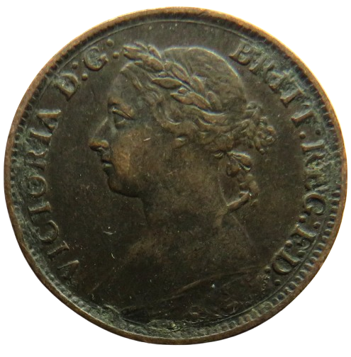 1884 Queen Victoria Bun Head Farthing Coin - Great Britain