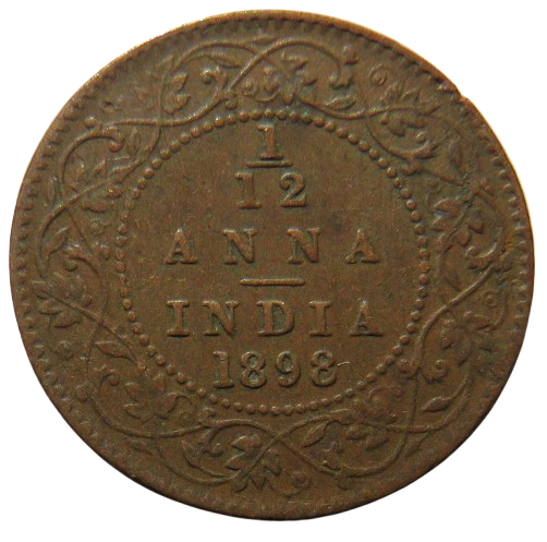 1898 Queen Victoria India 1/12th Anna Coin