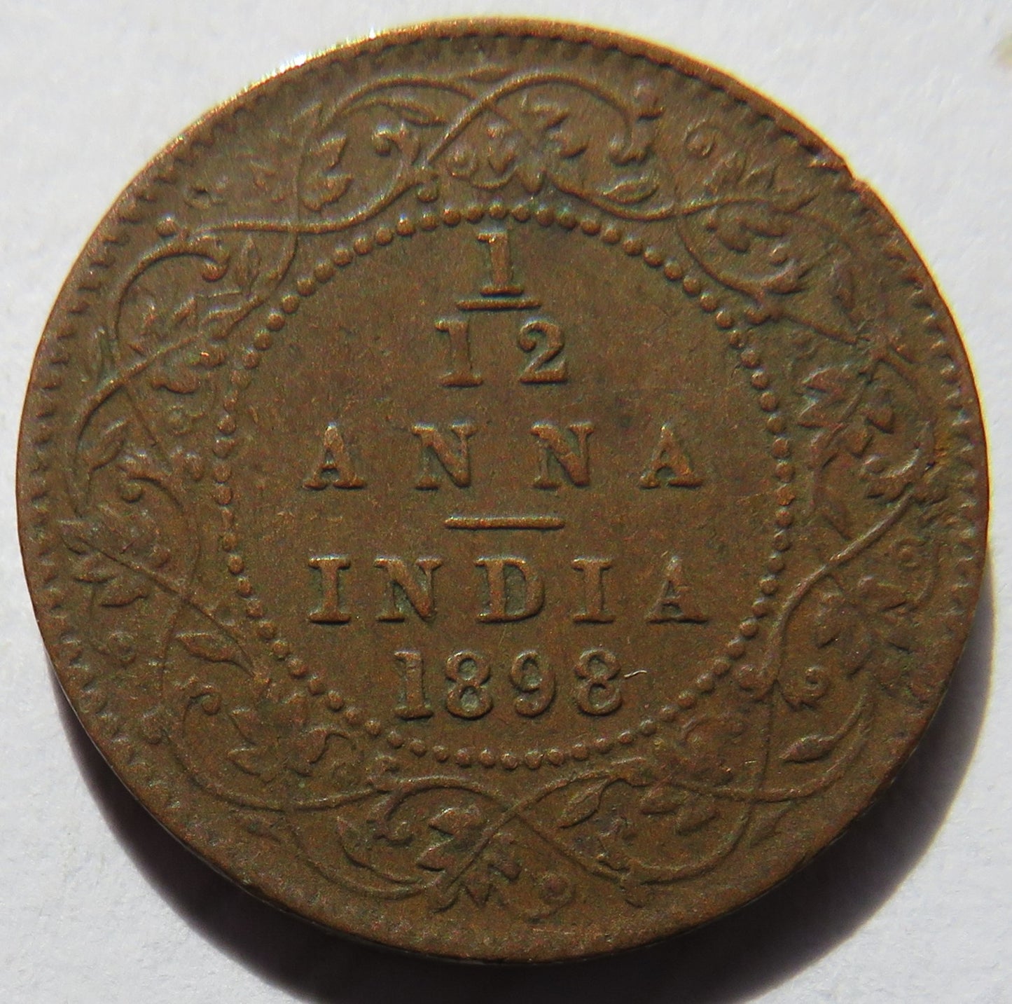1898 Queen Victoria India 1/12th Anna Coin