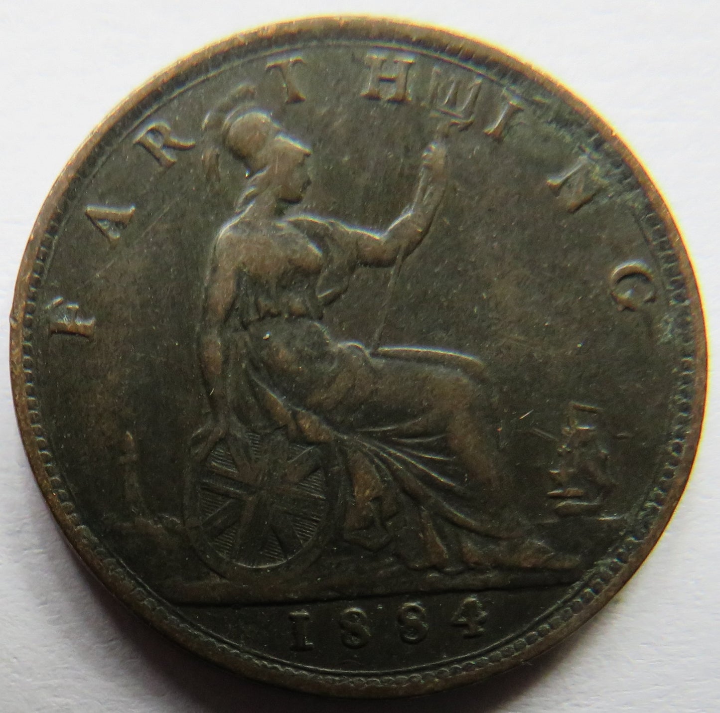 1884 Queen Victoria Bun Head Farthing Coin - Great Britain