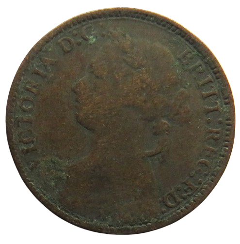 1875-H Queen Victoria Bun Head Farthing Coin - Great Britain