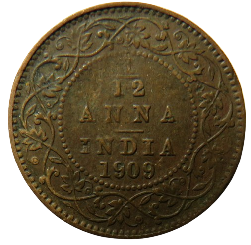 1909 King Edward VII India 1/12th Anna Coin