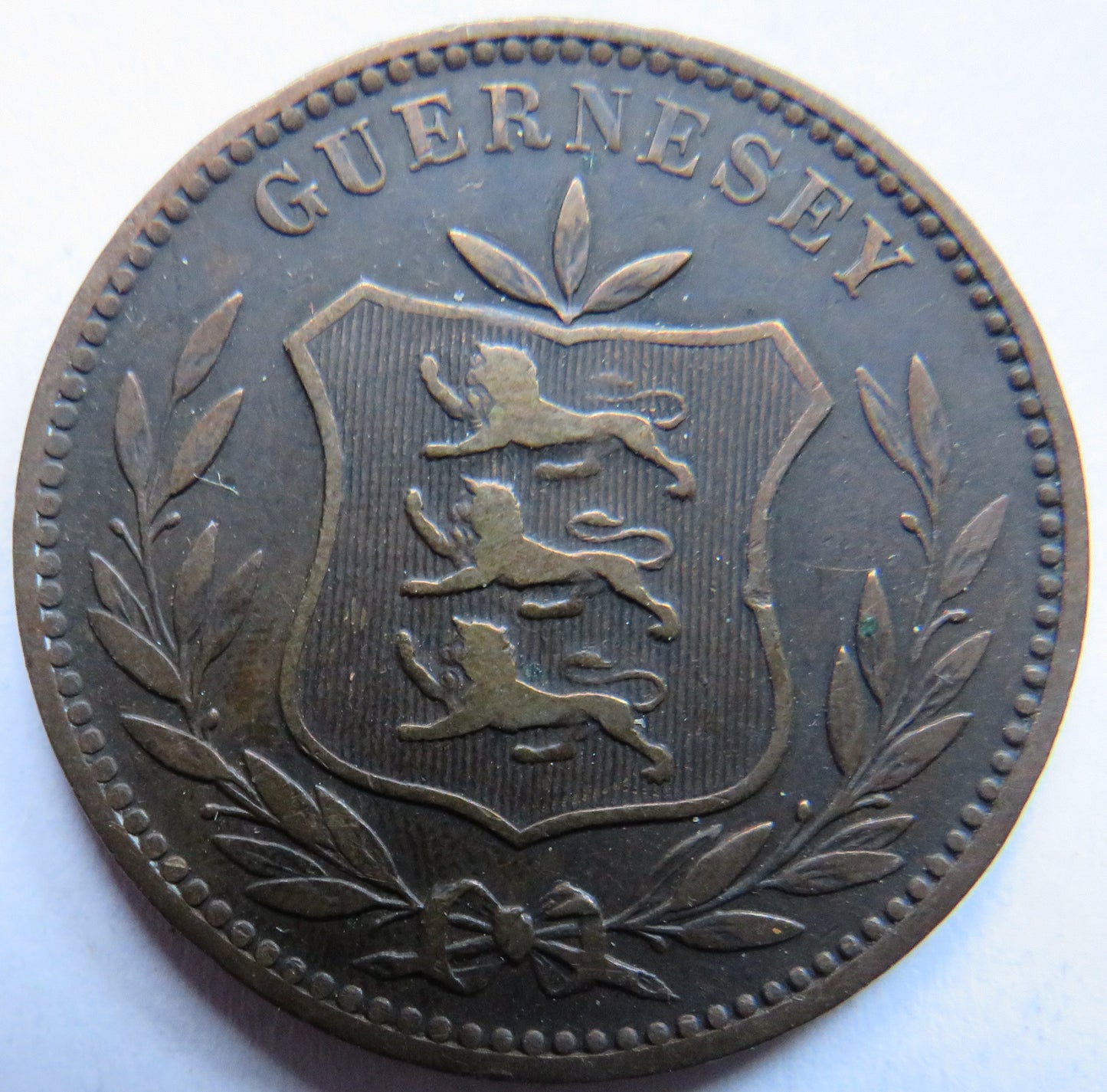 1889-H Guernsey 8 Doubles Coin