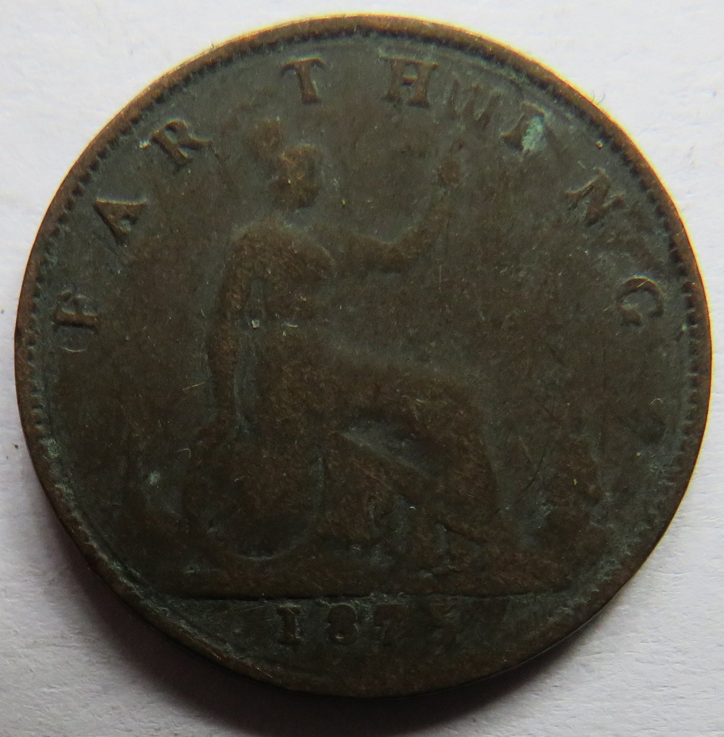 1875-H Queen Victoria Bun Head Farthing Coin - Great Britain