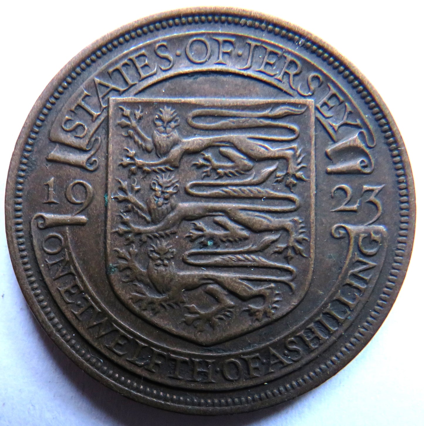 1923 King George V States of Jersey 1/12th of a Shilling Coin