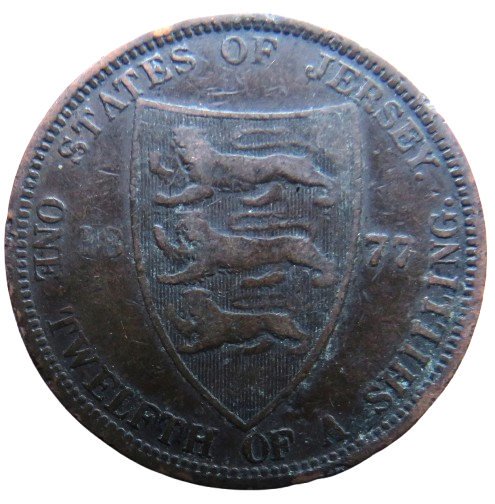 1877 Queen Victoria States of Jersey 1/12th of a Shilling Coin