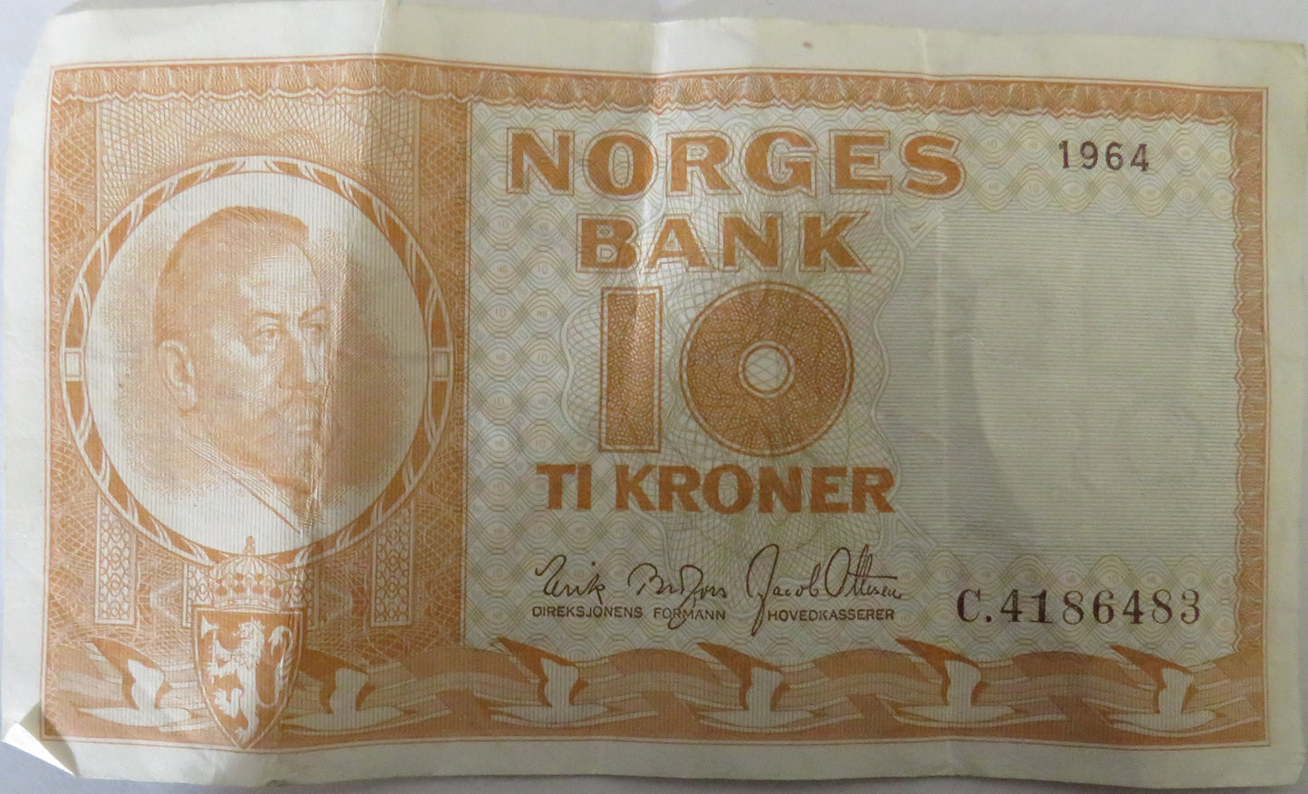 1964 Norway 10 Kroner Banknote