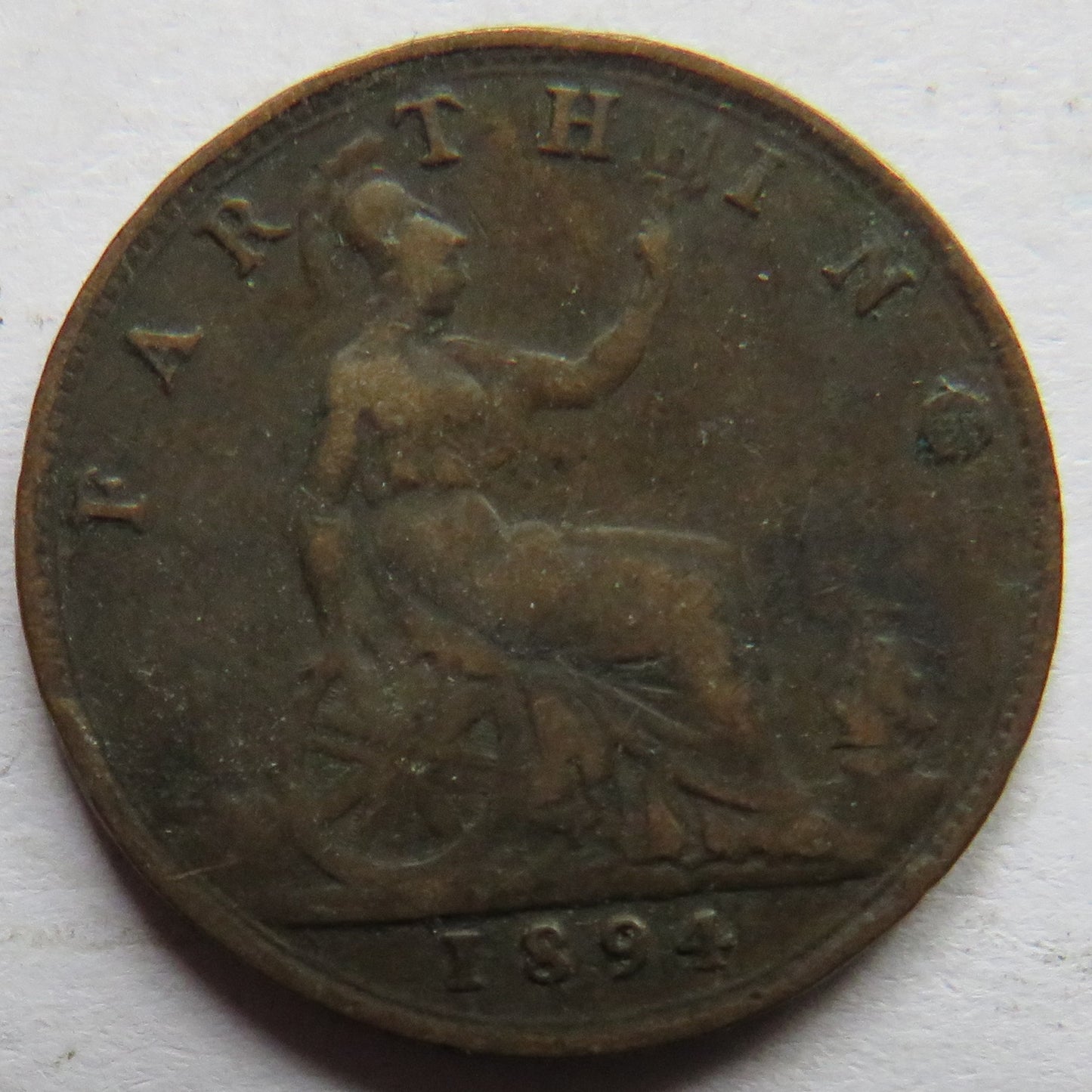 1894 Queen Victoria Bun Head Farthing Coin - Great Britain