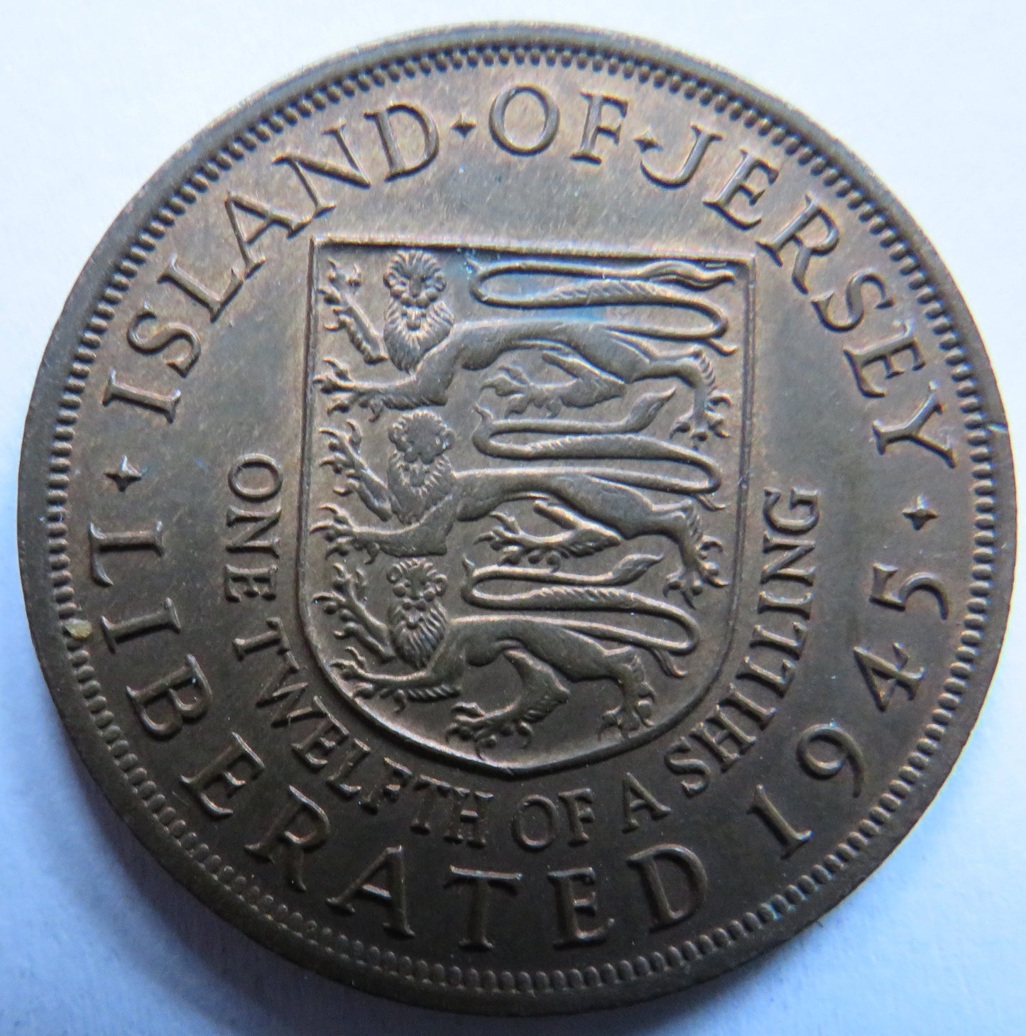 Island of Jersey Liberated 1945 1/12th of a Shilling Coin