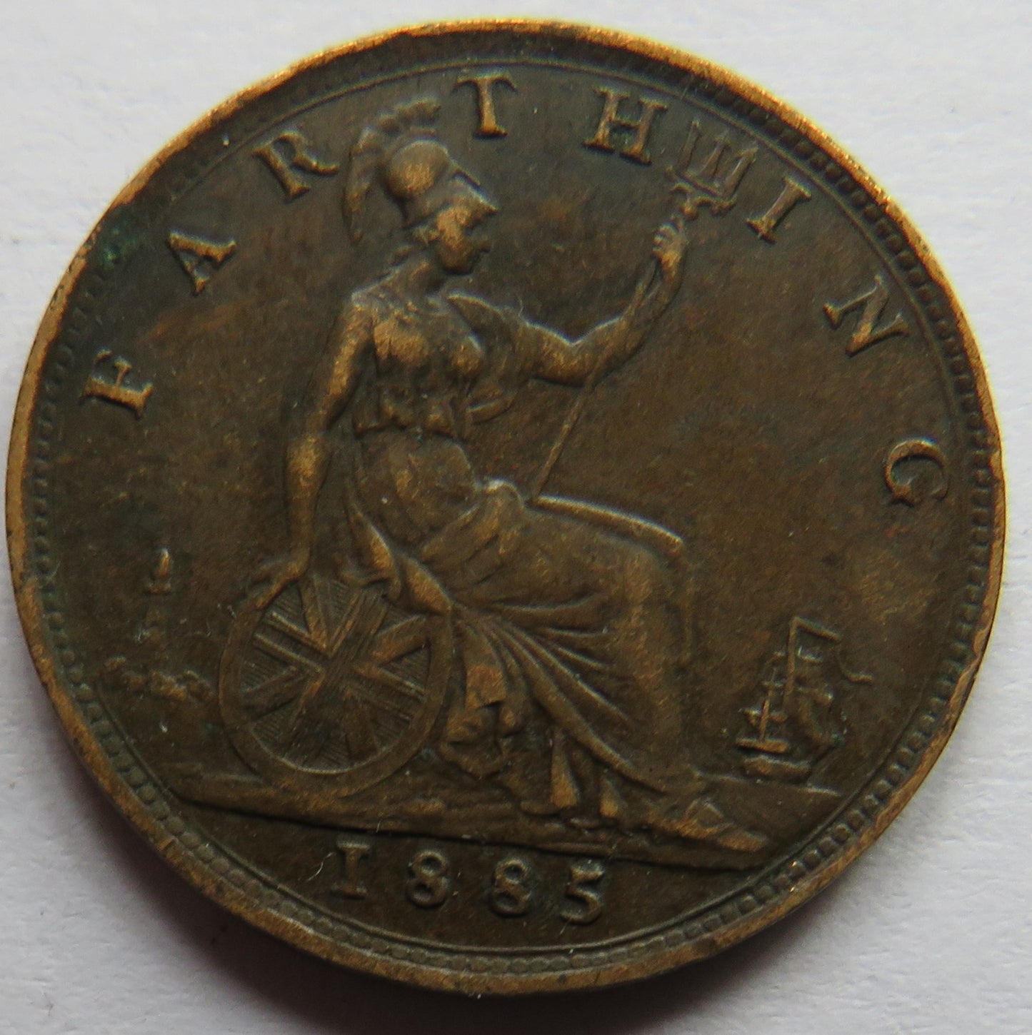 1885 Queen Victoria Bun Head Farthing Coin - Great Britain