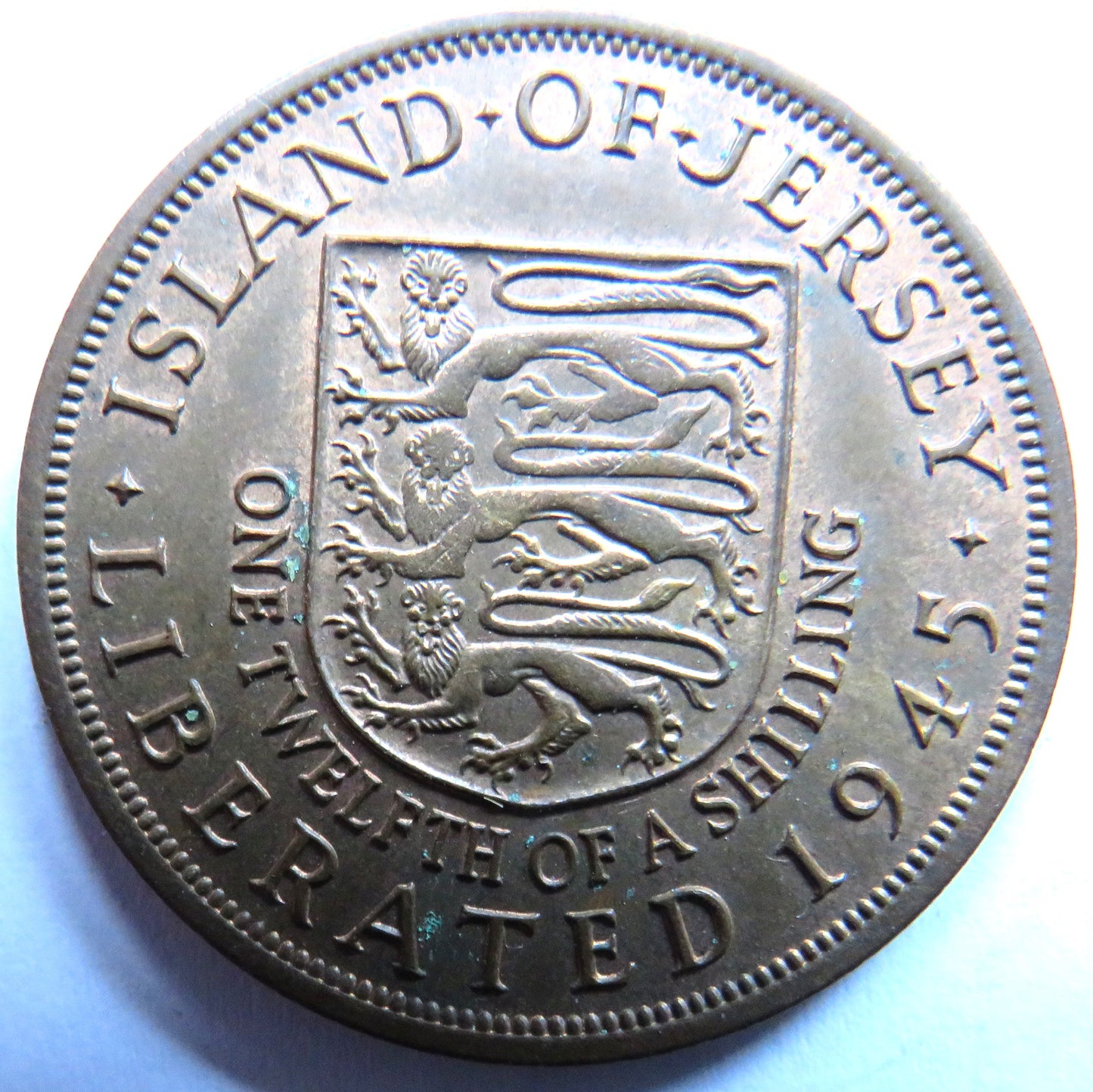 Island of Jersey Liberated 1945 1/12th of a Shilling Coin