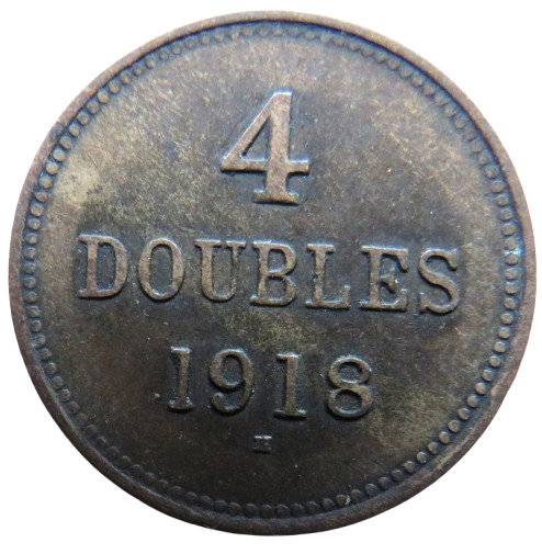 1918-H Guernsey 4 Doubles Coin