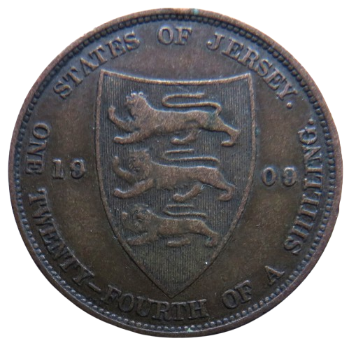 1909 King Edward VII States of Jersey 1/24th of a Shilling Coin