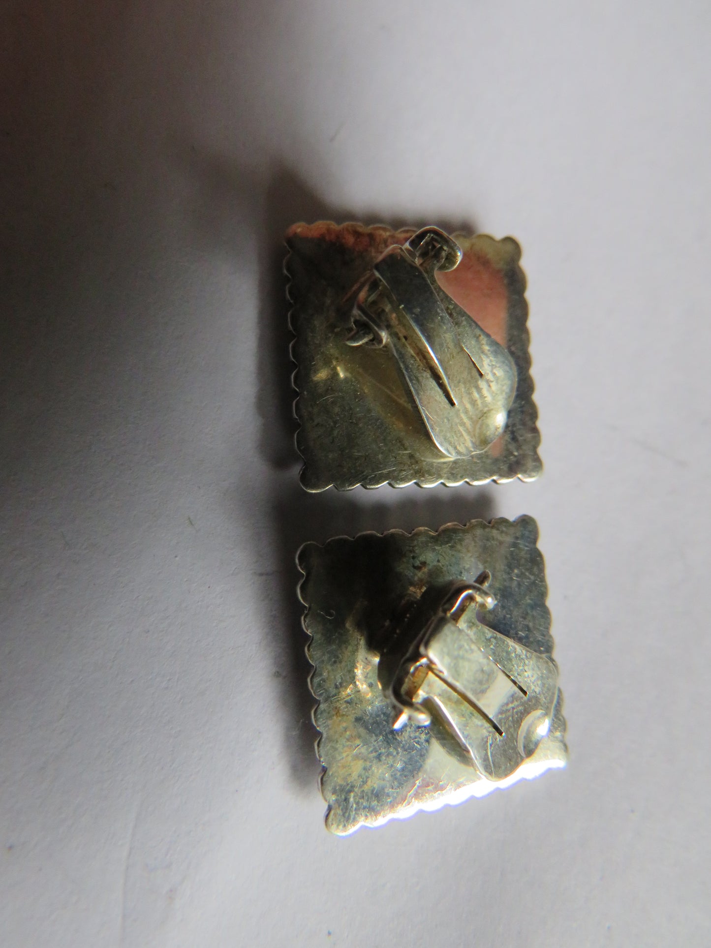 Vintage Ladies Silver & Purple Stone Clip On Earrings