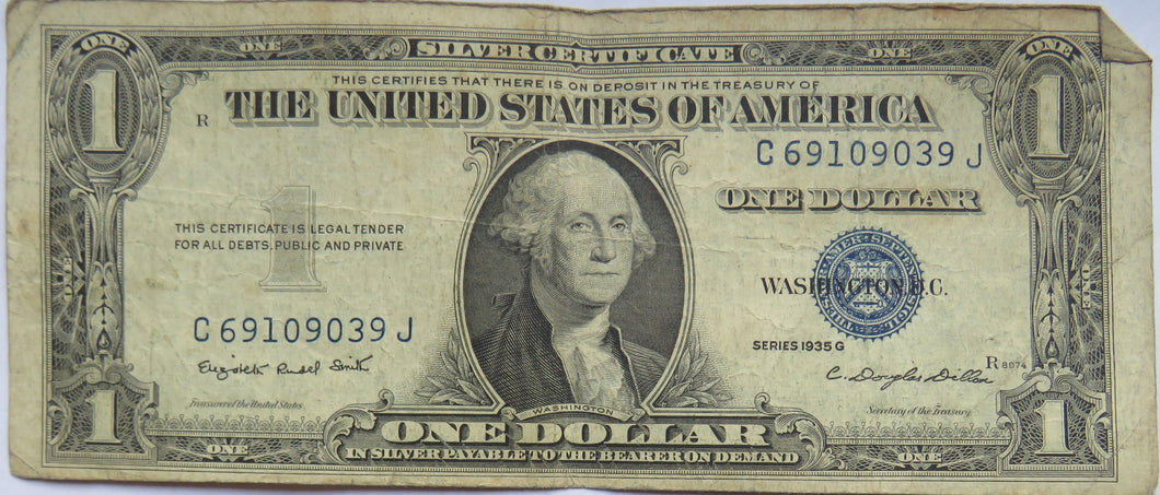 1935-G United States of America Silver Certificate $1 Banknote